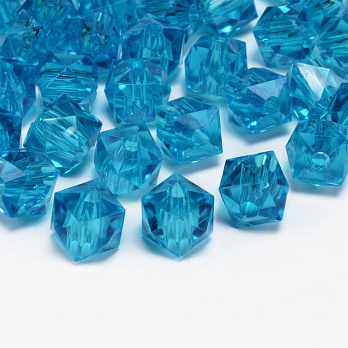 Намистини акрилові, Куб гранований, 10х9 мм, Бірюзові (BUS-054557)