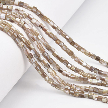 Бусины Перламутр бежевый, Натур. камень, 4х3 мм, Бочонок (BUS-058124)