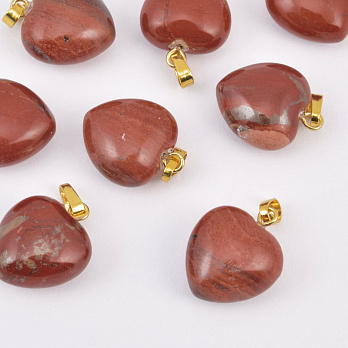 Підвіска Серце, Натур. камінь Яшма червона, 18х15х10 мм (POD-057931)