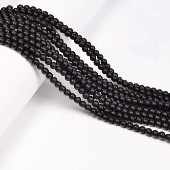 Намистини Агат чорний матовий, Натур. камінь, 4 мм, Круглі (BUS-053985)