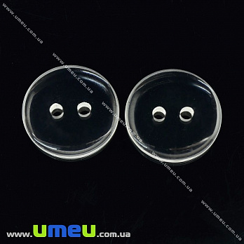 Гудзик пластиковий Круглий, 15 мм, Прозорий (PUG-038580)