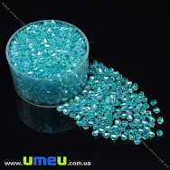 Намистини акрилові Біконуси, 4х4 мм, Бірюзові АВ (BUS-018059)