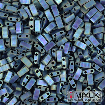 Бисер японский Miyuki HALF TILA №2064, 5х2,3 мм, Ирис зеленый матовый (BIS-053249)