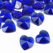 Намистина скляна, Серце грановане, 14х14х9 мм, Синя (BUS-059989)