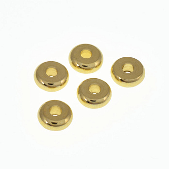 Бусины из нерж. стали Круглые плоские, 5х2 мм, Покрытие 18 kt (STL-062537)
