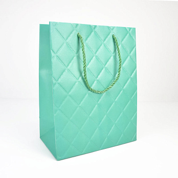 Подарунковий пакет Ромби, 23х18х10 см, М'ятний (UPK-060066)