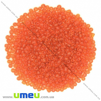Бисер китайский средний, 8/0, Оранжевый прозрачный, 3 мм (BIS-009052)