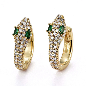 Сережки-кільця Huggie Позолота 18 kt зі стразами куб. цирконій, 18х15х5,5 мм (OSN-053115)