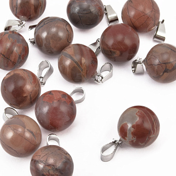 Подвеска Шар, Натур. камень Яшма красная, 14 мм (POD-009227)