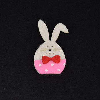 Декоративний виріб із фетру Кролик з бантиком, 7х4 см, Рожевий (FLT-057285)