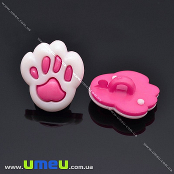 Гудзик пластиковий на ніжці Лапка, 19х17 мм, Малиновий (PUG-012883)