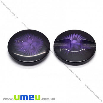 Гудзик пластиковий на полуніжці Круглий, 22 мм, Фіолетовий (PUG-012921)