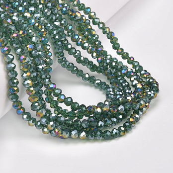 Бусины рондели, 4х3,5 мм, Зеленые АВ (BUS-049105)