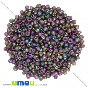 Бісер китайський великий, 6/0, Бузковий АВ прозорий, 4 мм (BIS-012030)
