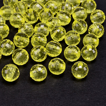 Бусины акриловые, Круглые граненые, 8 мм, Желтые (BUS-054513)
