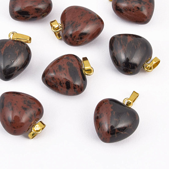 Підвіска Серце, Натур. камінь Обсидіан махогоновий, 18х15х10 мм (POD-057938)