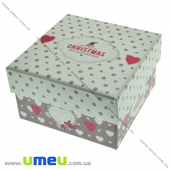 Подарочная коробочка Квадратная новогодняя, 9х9х5,5 см, Белая (UPK-023090)