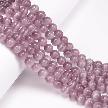 Бусины Кошачий глаз, Синт. камень, 8 мм, Пудровые, Круглые (BUS-054262)