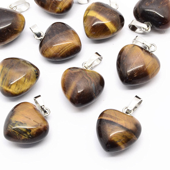 Подвеска Сердце, Натур. камень Тигровый глаз, 18х15х10 мм (POD-054413)