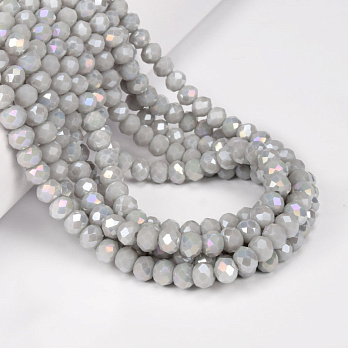 Бусины рондели, 6х5 мм, Серые АВ (BUS-057081)