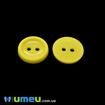 Пуговица пластиковая Круглая, 15 мм, Желтая (PUG-047960)