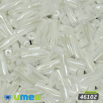 Бісер чеський Стеклярус 3, №46102, Білий перламутровий скручений, 7 мм (BIS-028453)