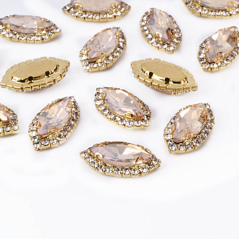 Шатон човник 20х11 мм, Золото, Бежевий (KAB-053054)