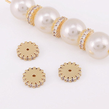 Бусина-разделитель, 8,3 мм, Латунь с покрытием 14 kt, Стразы куб. цирконий (BUS-055910)