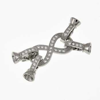 Застёжка, 36х11 мм, Латунь с покрытием Родий, Куб. цирконий (ZAM-060852)