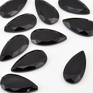 Підвіска Крапля гранована, Натур. камінь Обсидіан чорний, 24,5х13 мм (POD-058665)