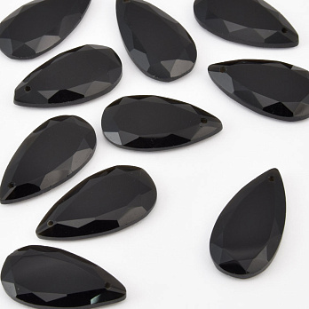 Подвеска Капля граненая, Натур. камень Обсидиан черный, 24,5х13 мм (POD-058665)