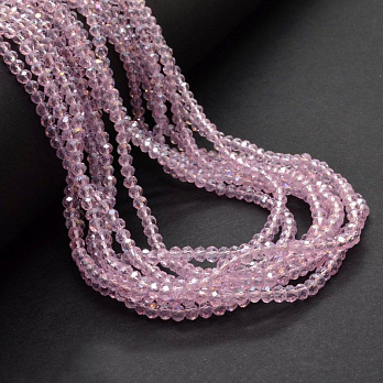 Намистини ронделі, 3х2,5 мм, Рожеві AB (BUS-060981)