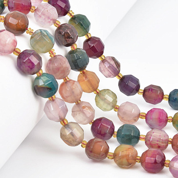 Намистини Агат різнокольоровий, Натур. камінь, 10 мм, Круглі грановані (BUS-058213)