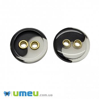 Пуговица пластиковая Круглая, 28 мм, Прозрачно-черная (PUG-046382)