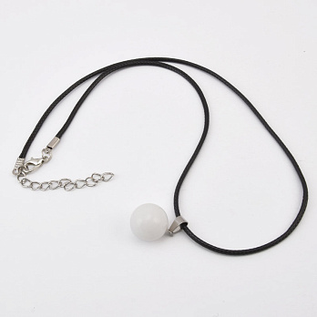 Підвіска на шнурку, Натур. камінь Нефрит білий (POD-058275)