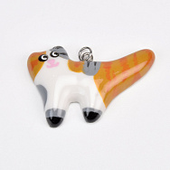 Підвіска Котик з полімерної глини, 40х27 мм, Різнокольоровий (POD-059378)