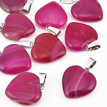 Подвеска Сердце, Натур. камень Агат розовый, 20х20 мм (POD-058545)