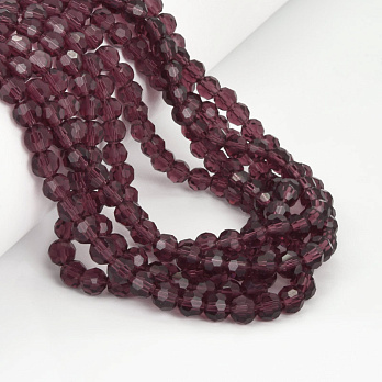Намистини круглі грановані, 6 мм, Коричнево-бузкові (BUS-057326)