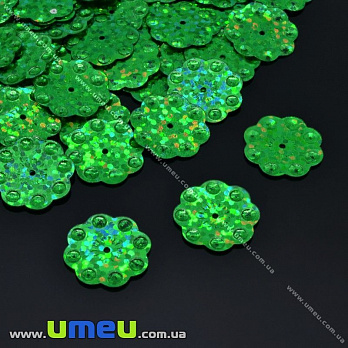 Паєтки Китай Квіти, 15 мм, Зелені (PAI-013184)