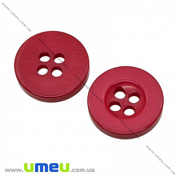 Пуговица пластиковая Круглая, 13 мм, Красная (PUG-008951)
