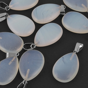 Підвіска Крапля плоска, Синт. камінь Опаліт, 27х16 мм (POD-020868)