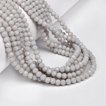 Намистини ронделі, 4х3,5 мм, Сірі (BUS-061257)