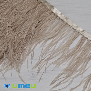 Пір'я страуса на стрічці, 10-15 см, Пудрові (PER-038910)