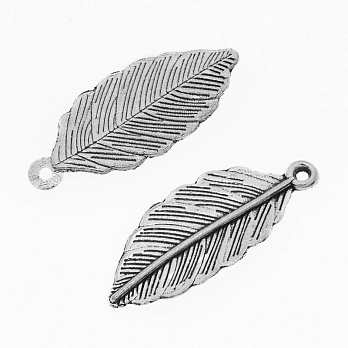 Підвіска метал. Листок, 31х13 мм, Античне срібло (POD-053532)