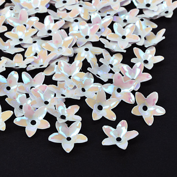 Пайетки Китай Цветы, 12х3 мм, Белые АВ (PAI-052357)