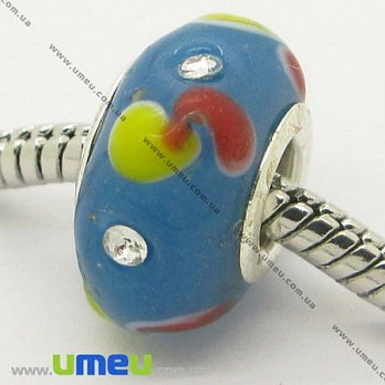 Бусина PANDORA Lampwork, 14х9 мм, Синяя, Серебро, 1 шт (BUS-006517)