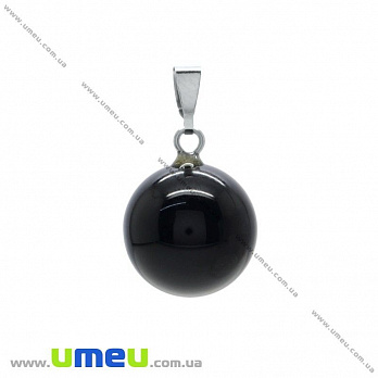 Подвеска Шар из натурального камня, Агат черный, 25х14 мм (POD-009222)
