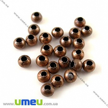 Бусина мет. круглая, 3,2 мм, Медь (BUS-007469)