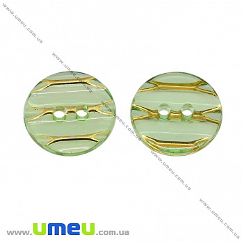Пуговица пластиковая Круглая, 13 мм, Зеленая (PUG-013023)