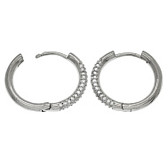 Серьги-кольца Huggie, Латунь с покрытием Родий, Стразы куб. цирконий, 20,5х20х2,5 мм (OSN-053094)
